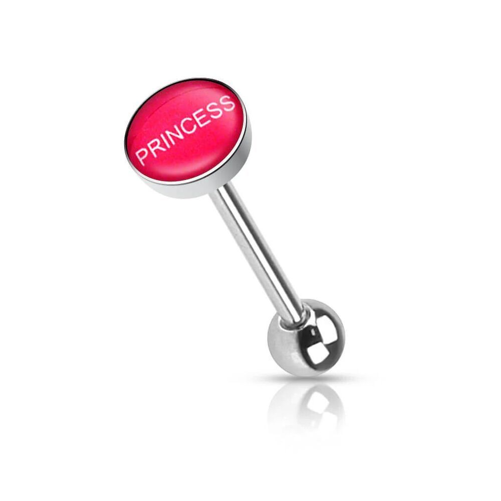 Dome Logo Tongue Ring (Princess) – 14G 5/8” 316L Stainless Steel Bar